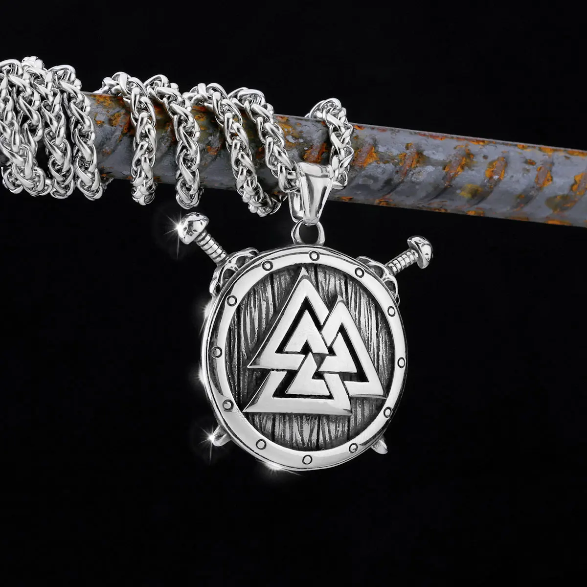 Nordic Totem Amulet Rune Necklace Retro Geometric Pattern Stainless Steel Jewelry Viking Punk Pendant Men\'s Fashion Jewelry Gift