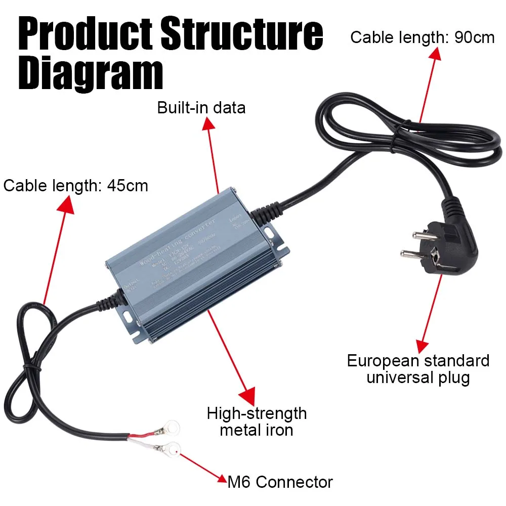 Parking Heater Adapter Power Cord 12V 20A AC110V - 220V To DC12V Watt Diesel Air Heater Adapter Heater Replacement Parts view 2