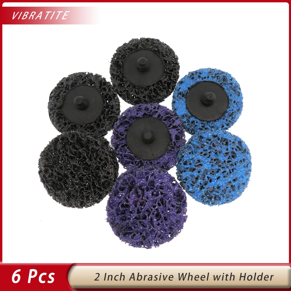 7 Pcs 50mm Poly Strip Disc Abrasive Wheel Set Clean Grinding Wheels with Holder Paint Rust Removal Clean For Angle Grinder