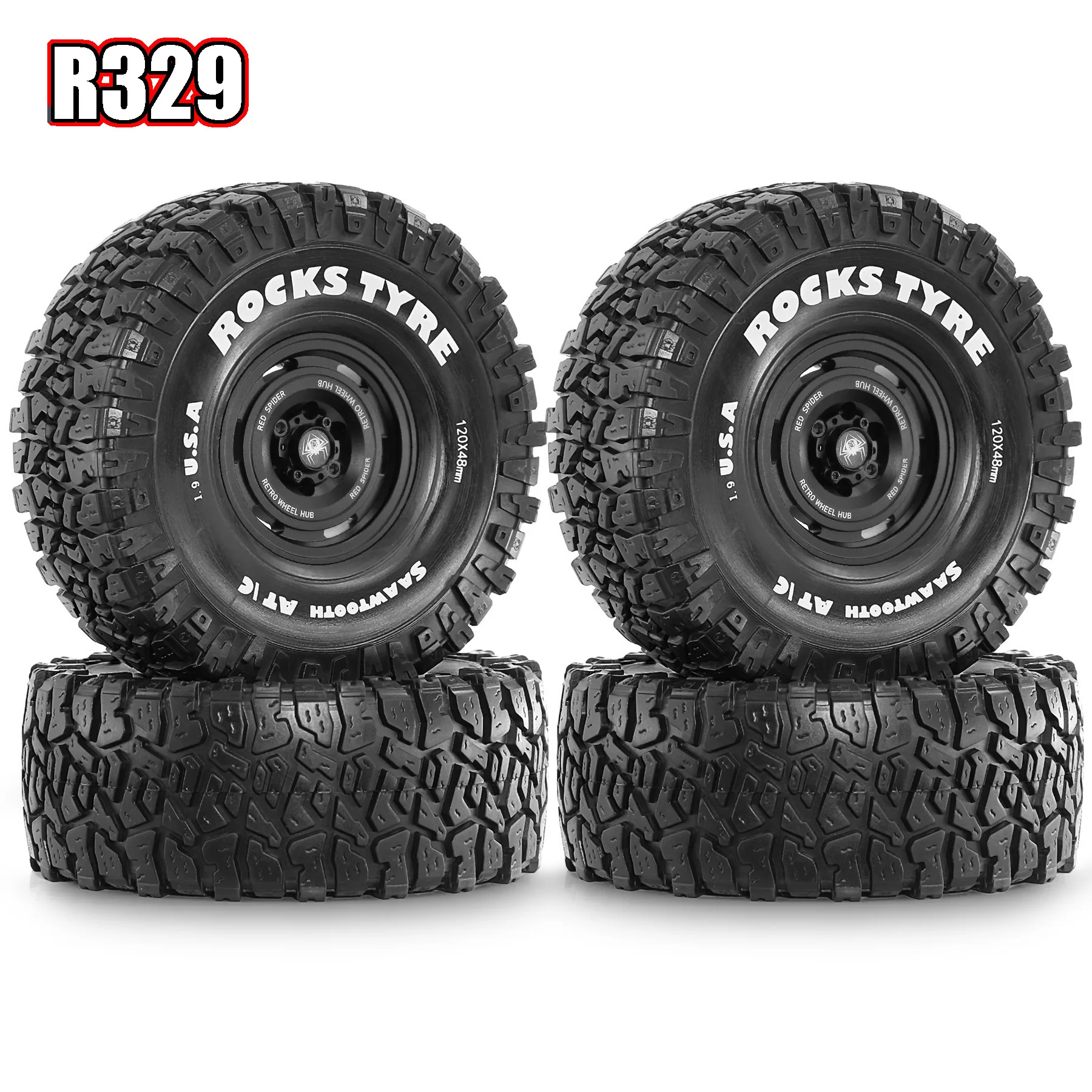 RED SPIDER 4 Stück 1,9 Zoll Metall-Beadlock-Räder mit Reifen 12mm Sechskant für 1/10 Traxxas TRX4 TRX6 Axial RC4WD SCX10 Upgrade-Teile