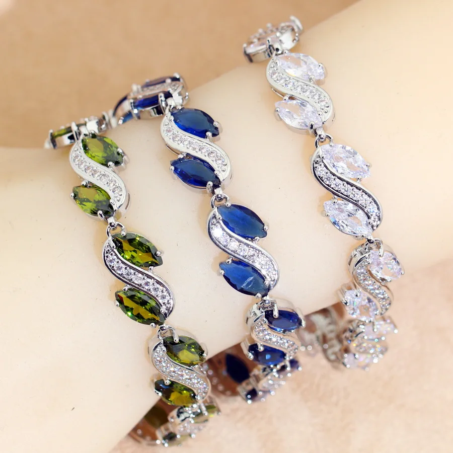 2024 New More Color Zirconia 925 Silver Bracelet for Women Wedding Jewelry Gift