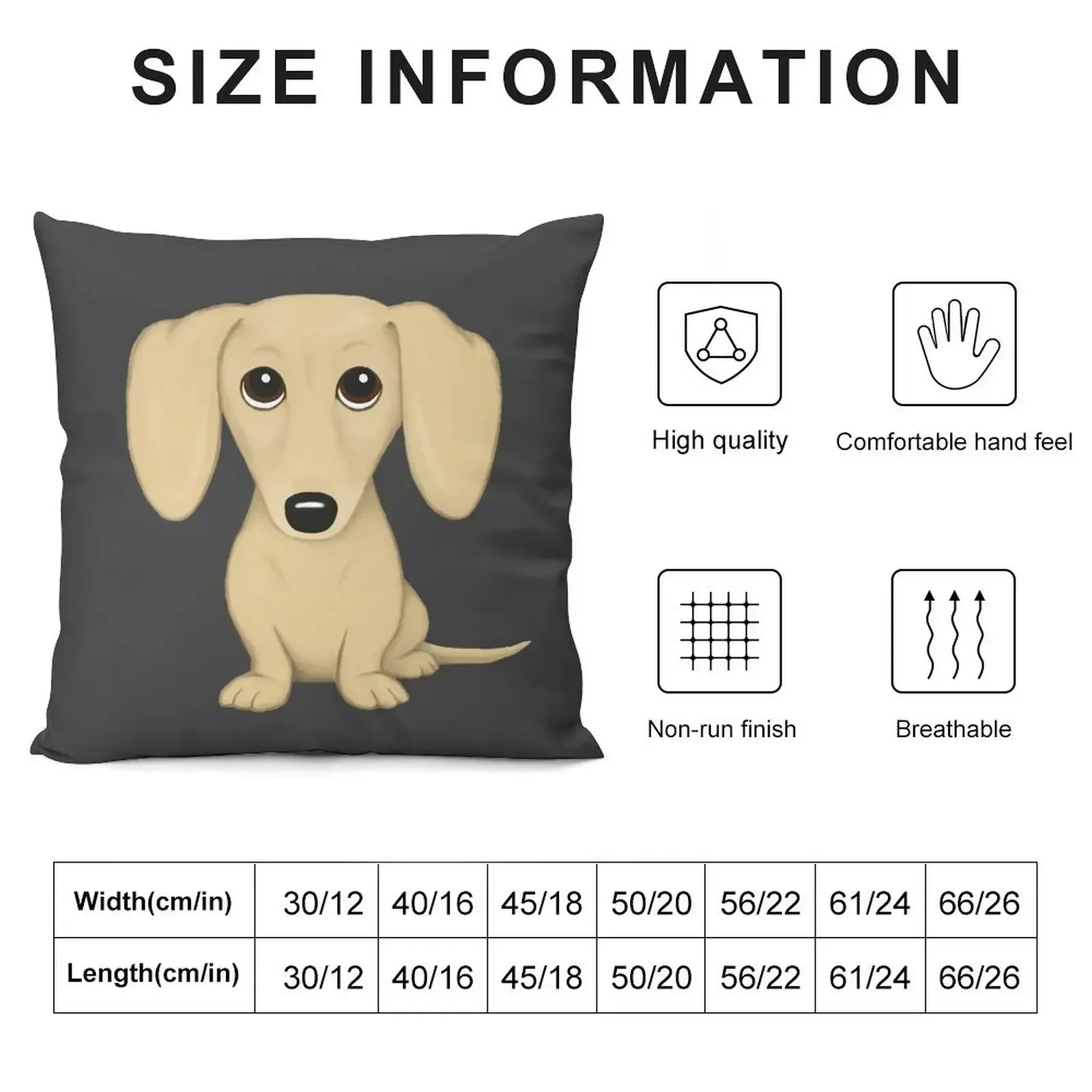 Cream Dachshund Cartoon Dog Throw Pillow Decorative Cover For Living Room Embroidered Cushion Cover pillow