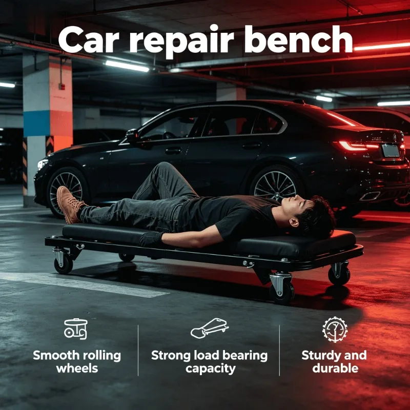 

Low Profile Rolling Car Creeper Heavy Duty Steel Frame Mechanic Garage Foldable Padded Headrest Swivel Casters Lying Board