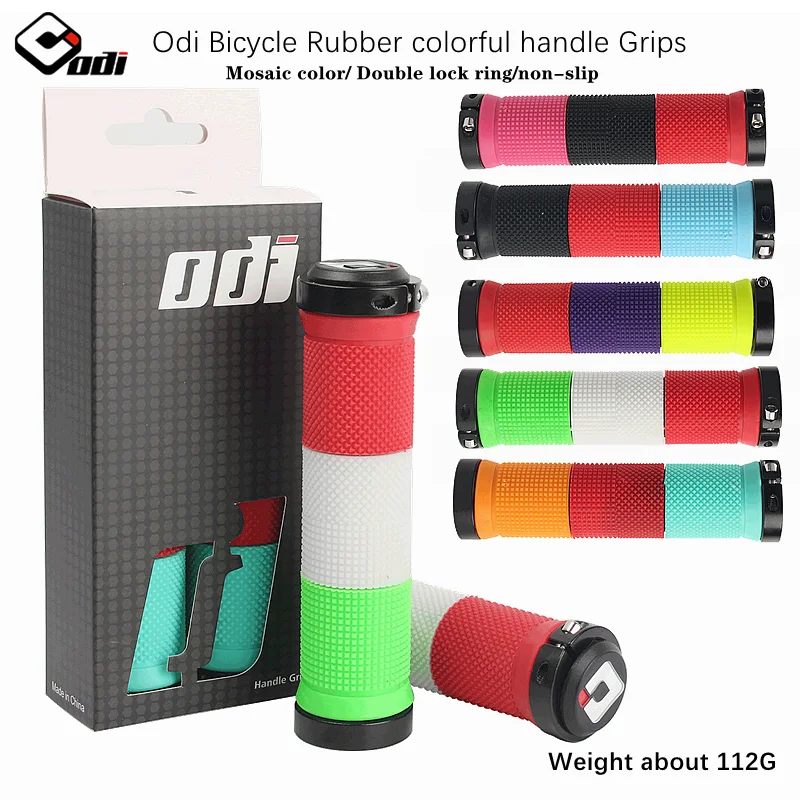 Odi Bicycle Handlebar Grips Non-slip Shockproof Double Locking Ring Soft Rubber durable Mixed colourful MTB grips BMX Bike Parts