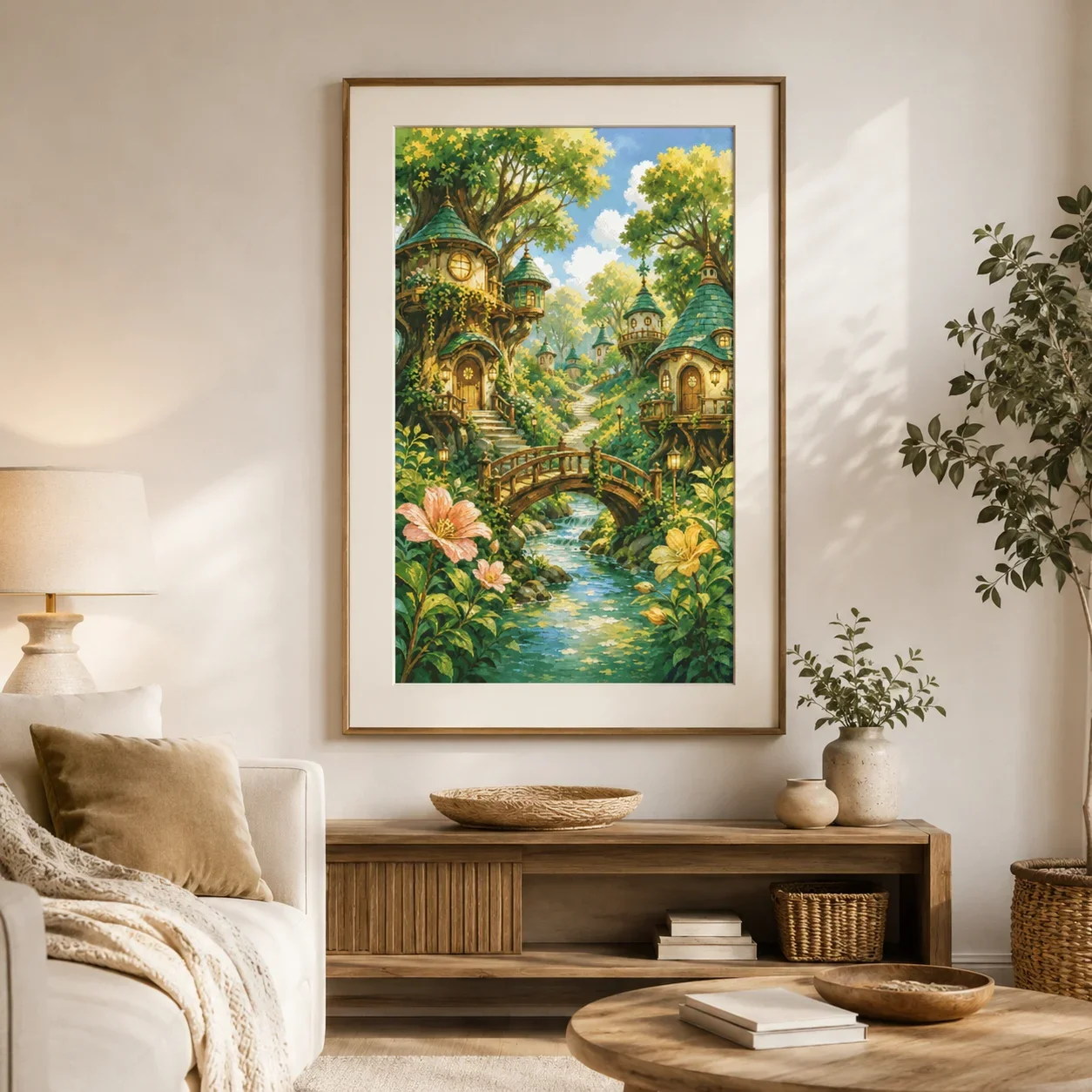 [ZZ9011-Fairy Tale Tree House] Stamped Cross Stitch Kit 11/14/16/18CT Pre Printed Canvas Cotton Thread DIY Embroidery Wall Decor