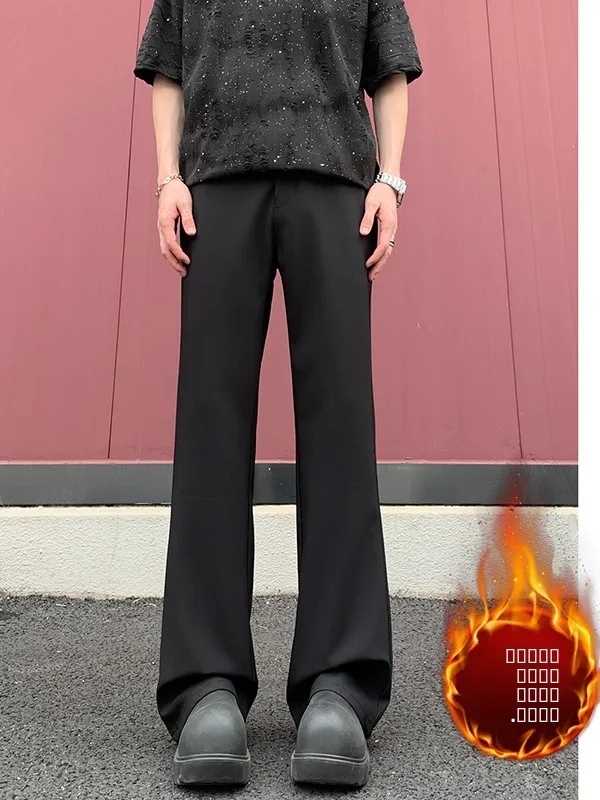 

Мужские зимние утепленные брюки-клеш на флисовой подкладке, повседневные прямые брюки Cleanfit, модные молодежные стильные брюки