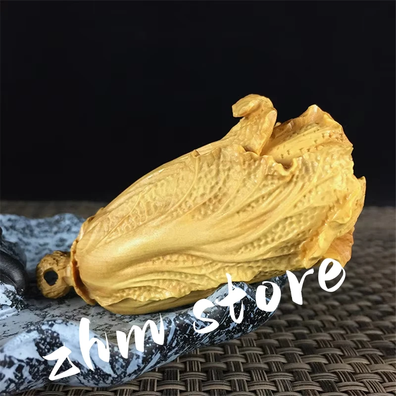 

3 Sizes Offer Wholesale Boxwood Carving Lifelike Cabbage Shape Chinese Pocket Handle Pieces/Tea Pet/Pendant