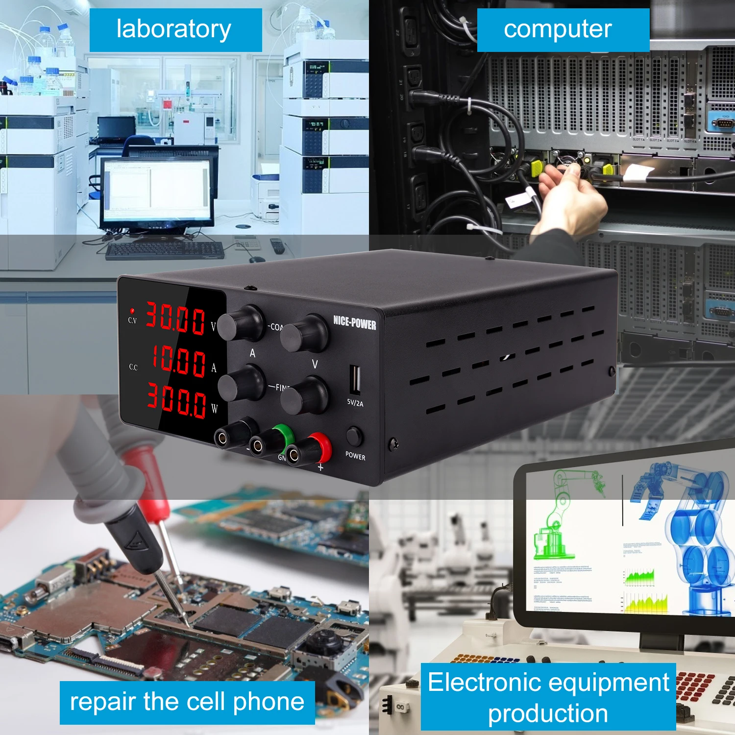 NICE POWER SPS-W605 DC Power Supply 60V 5A Precision Digital Adjustable Laboratory Bench Power Source 220V