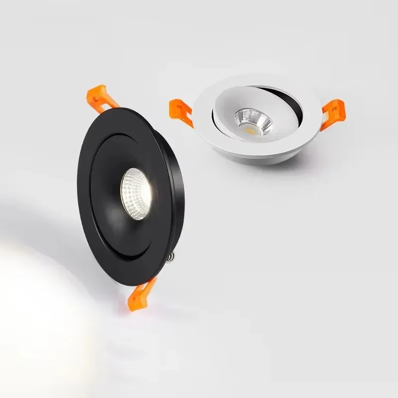 Dimmable Circular Spot 360 ° Angle Adjustable LED Embedded COB Downlight 9W 12W 15W Ceiling Light AC110V-220V Background Focus
