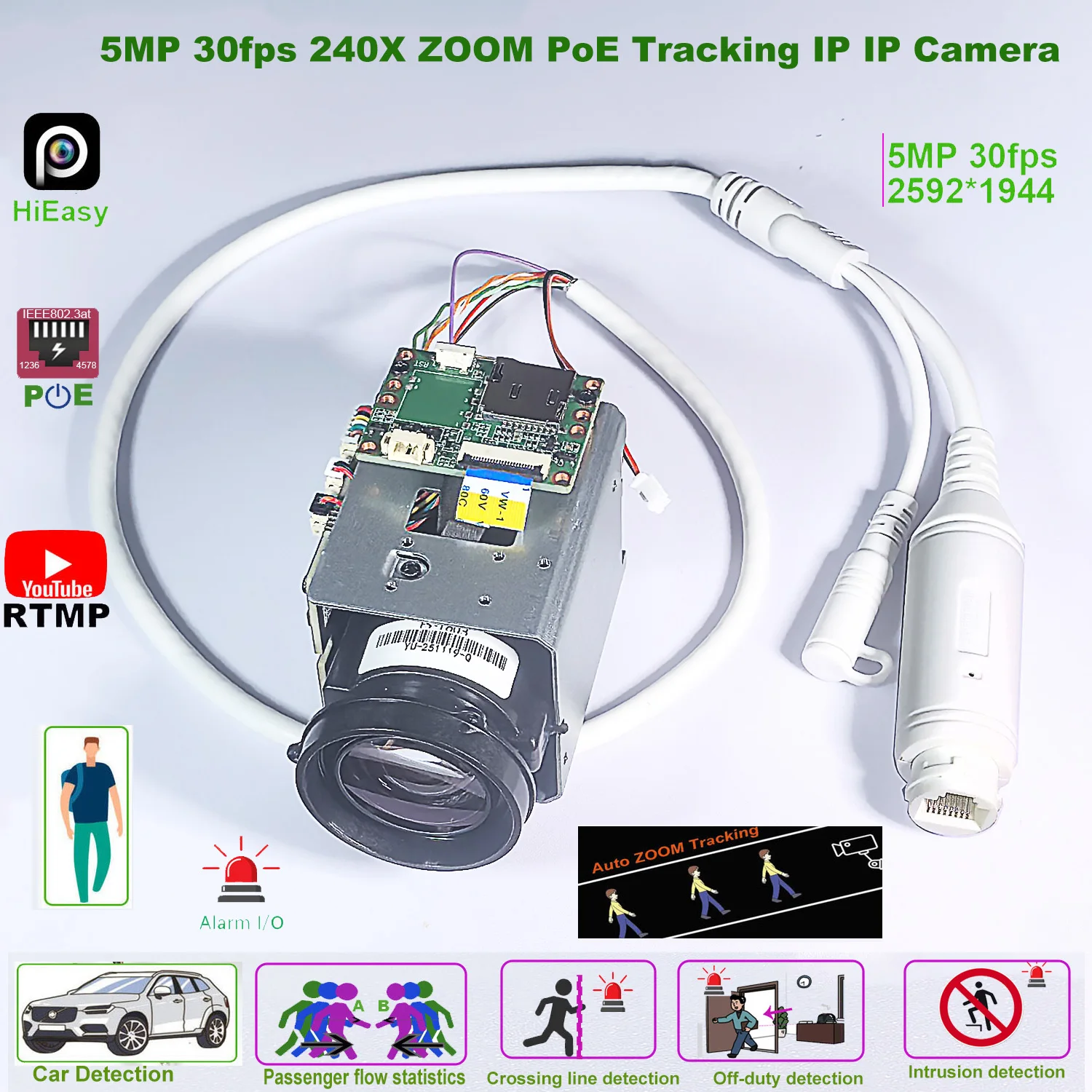 RTMP 5MP 300X ZOOM HiEasy POE автоматическое отслеживание зум PTZ ip-камера Wi-Fi камера