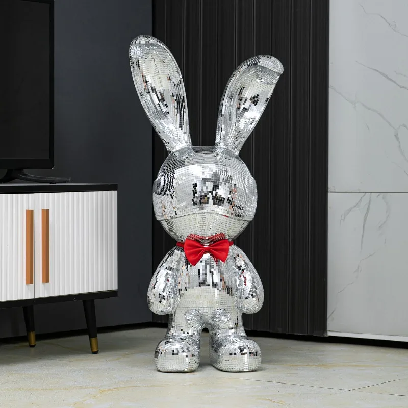 Home Decor Luxury Lens Rabbit Sculpture Art Floor Decoration Living Room Office Hotel Clothing Store,Nail Salon Statue Ornament