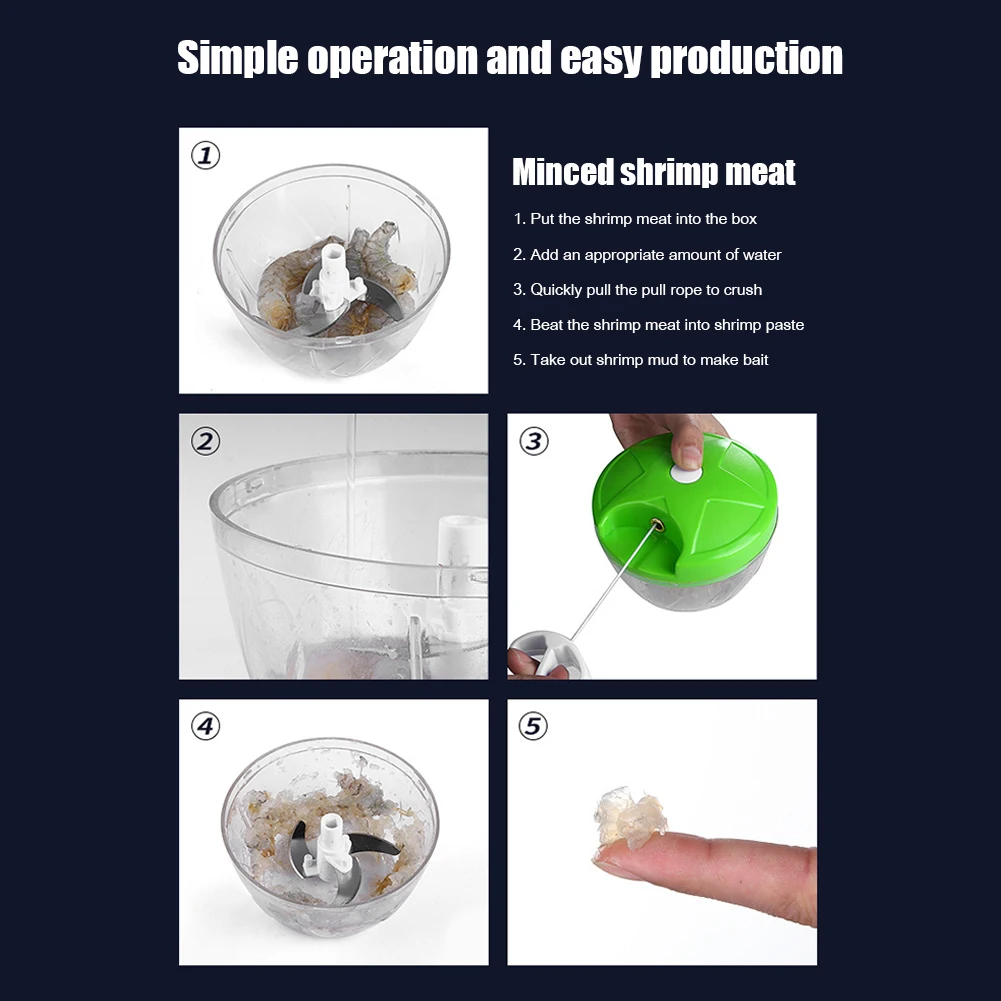 手持ち式餌混合ミル釣り餌作成ツール手動野菜果物エビグラインダー高速チョッパー釣り道具