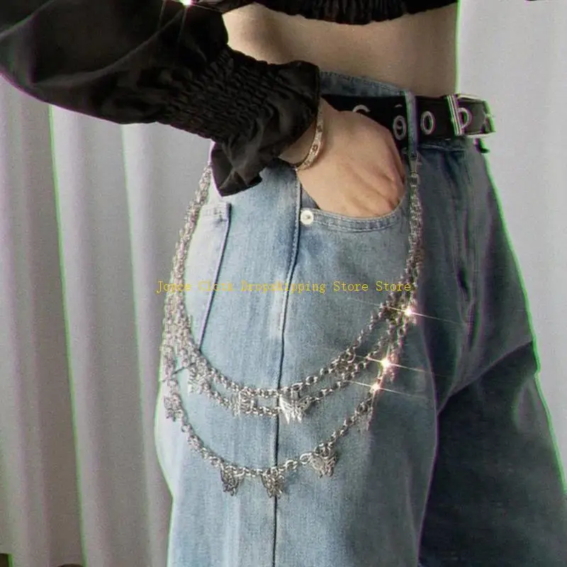 

Панк-брюки с цепочкой на талии, женские полые брюки в форме бабочки, цепочка в стиле хип-хоп, ювелирные изделия 10CD