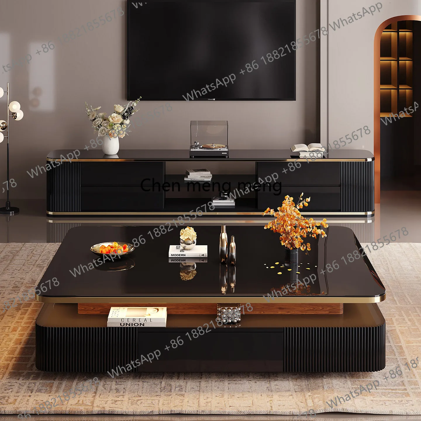 2025 light luxury coffee table living room new creative high-end square large apartment slate