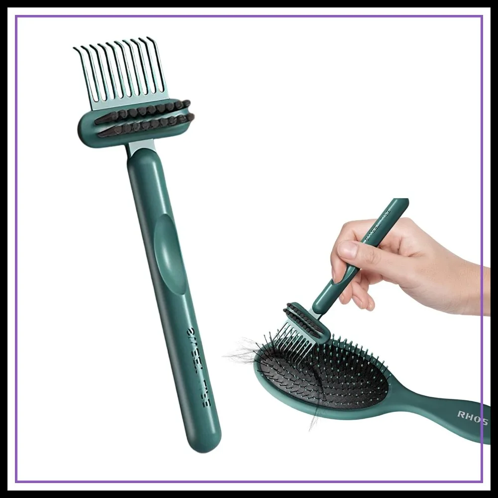 

2-in-1 Hair Brush Cleaner & Remover Tool - Remove Hair & Dust, Home & Salon Use (1 Pack-Green)
