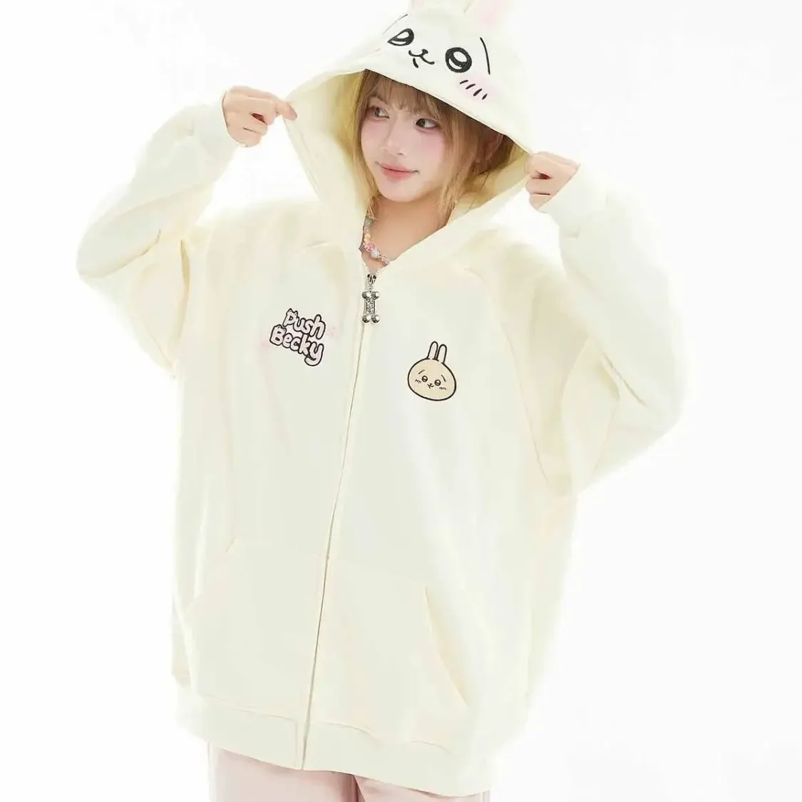 أنيمي Hachiware الفتيات هوديي معطف Chiikawa الكرتون الخريف لطيف القطن فضفاض سترة معطف جاكيت زيبرا الحلو الفتيات طالب القمم