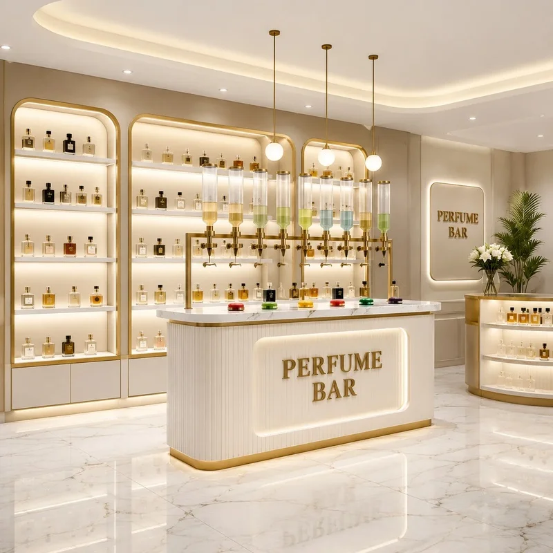 custom.Custom Perfume Bar Display Cabinet | Fragrance Dispensing Station | Luxury Perfume Kiosk