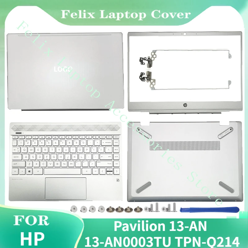 

New Laptop LCD Back Cover/Front Bezel/Hinges/Palmrest Keyboard/Bottom Case For HP Pavilion 13-AN 13-AN0003TU TPN-Q214 Silvery