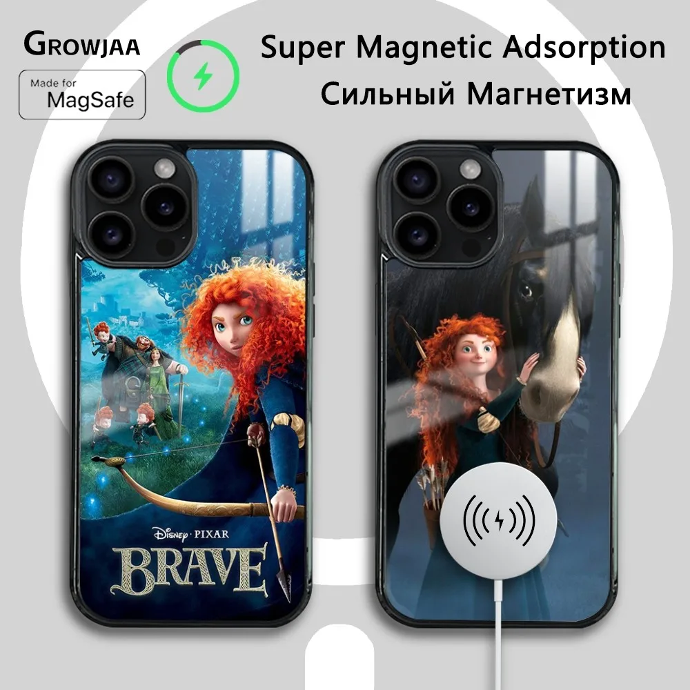 Brave  Cartoon Magsafe Phone Case For iPhone 15 14 13 12 11 Pro Max Plus Mini Mirror Wireless Magnetic Cover Funda