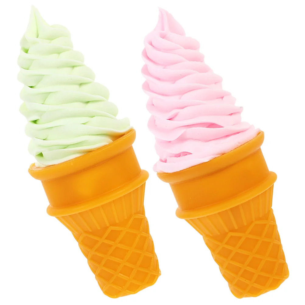 2 Pcs Simulation Ice Cream Coffee Bar Accessories Fake Cone Props Photoing Decor Toy