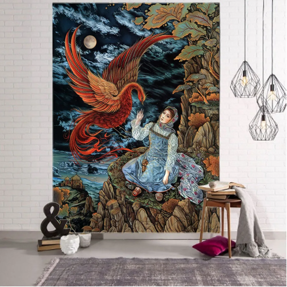 

Retro character art tapestry wall hanging psychedelic animal Bohemian hippie TAPIZ room bedroom dormitory art decoration