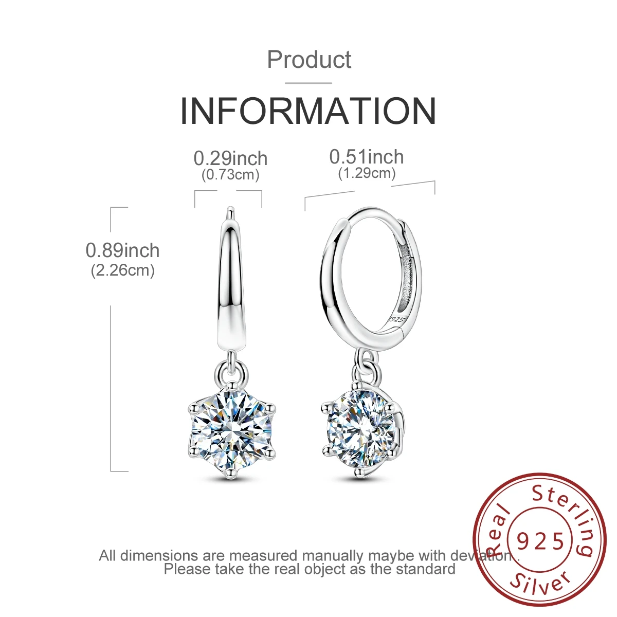 الكلاسيكية مويسانيتي 1ct 925 فضة القرط والخاتم للمرأة تألق القرط حفل زفاف مجوهرات هدية