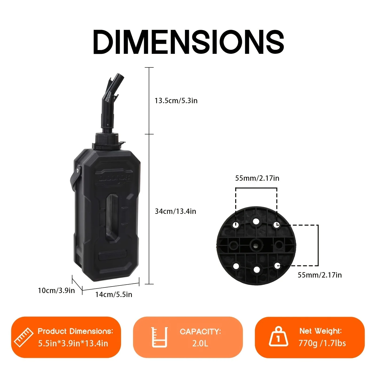 2L Jerrycan Motorcycle Oil Bucket Spare Fuel Tank 2 Liter Anti-Static Petrol Gas Container Emergency Backup Water Can With Spout
