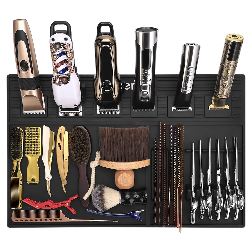 

Barber Shop Magnetic Absorption Storage Pad Waterproof And Anti Slip Hairdressing Tool Comb Scissors Desktop Storage Pad