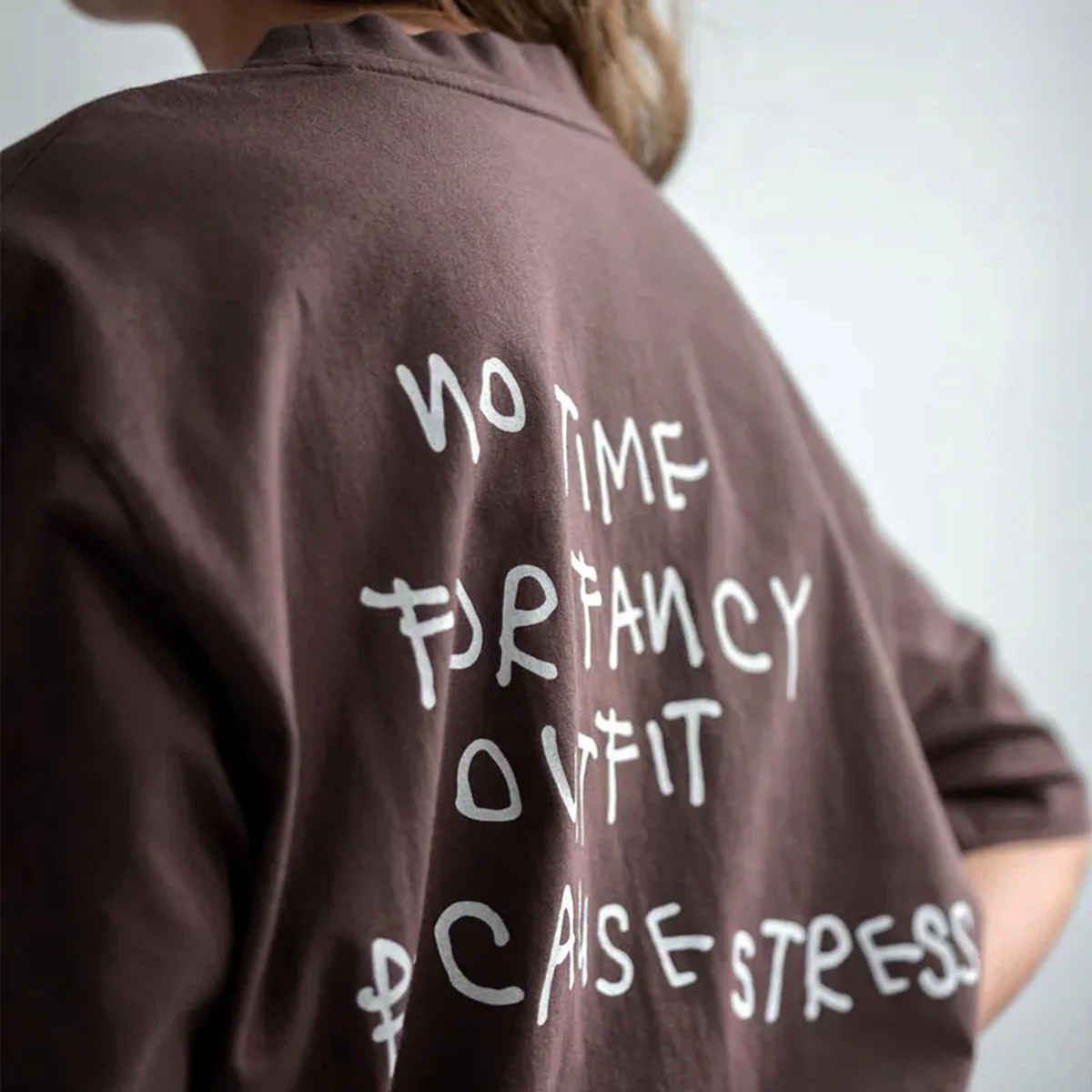 No Time for Fancy Outfit Because Stress Funny Slogan Printed Unisex Chocolate T Shirt Short Sleeve Loose Casual Cotton Tops Tees - Image 2