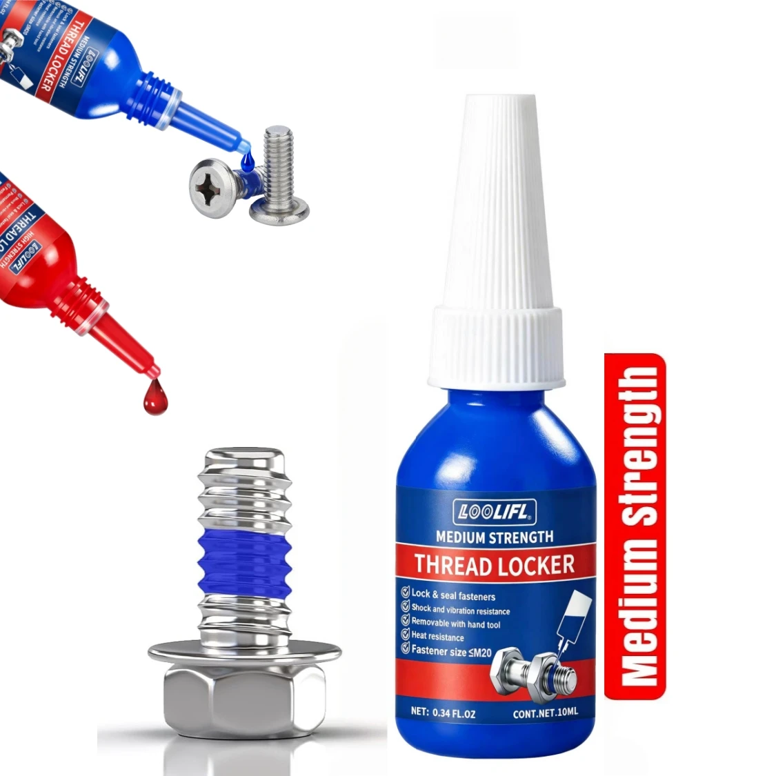 1-8 Pieces 243 271 Sealing Paste Blue Threadlocker Fast-Curing Anaerobic Adhesive Corrosion-Resistant Anti-Loosening Glue, Thread Gap Filling Sealant