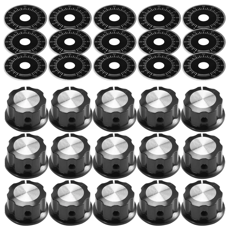Fresh 30 Sets Of A03 Potentiometer Control Knobs And 0-100 Scale Plates Bakelite Knob Scale Plates Digital Potentiometer Set