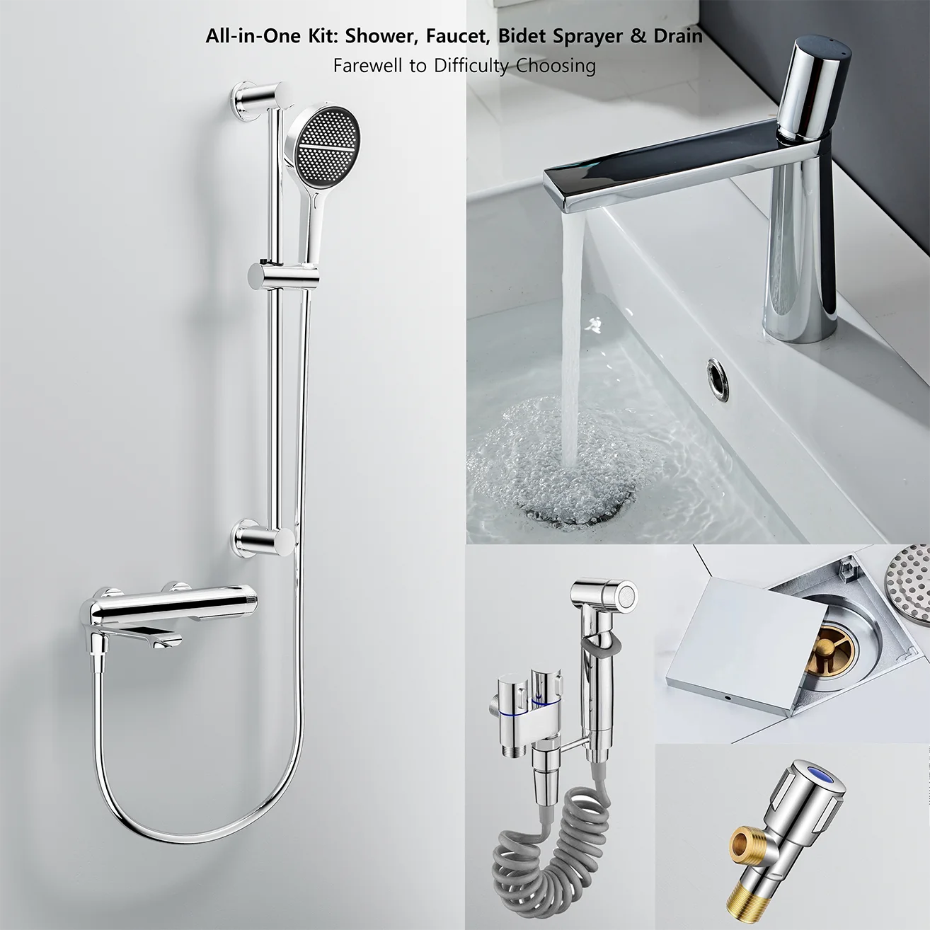 

Solid Brass Bathroom Suit Lavatory Faucet Set Sink Tap Showers Faucet Bath Mixer Shower System Bidet Faucet Bathroom Accessories