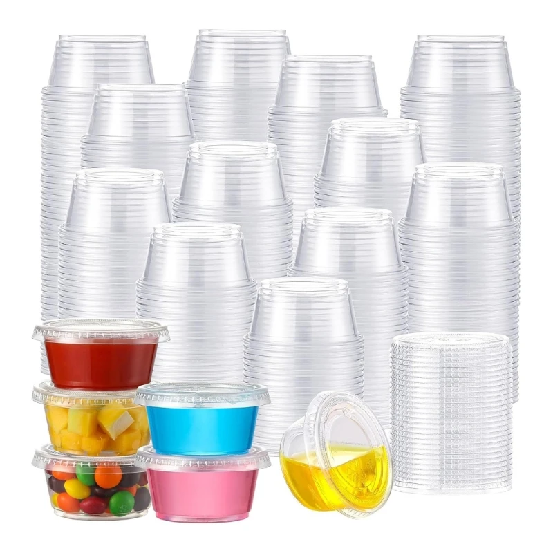 Clear Plastic Dipping Cups with Covers for Individual Servings D0LD