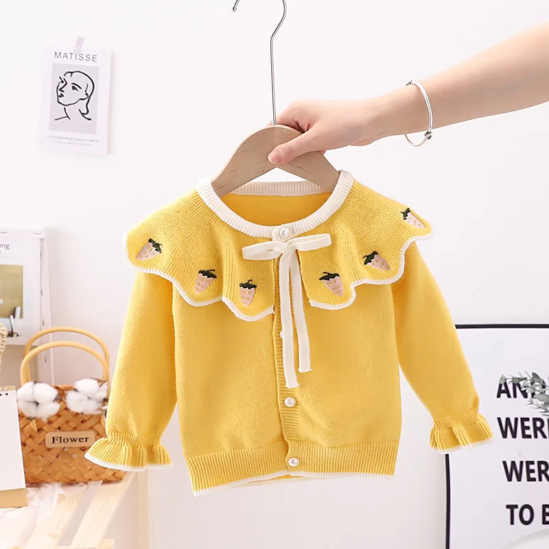 1-8 year old girl\'s coat Autumn Korean children\'s wear baby knitted Princess child child foreign style sweater cardigan