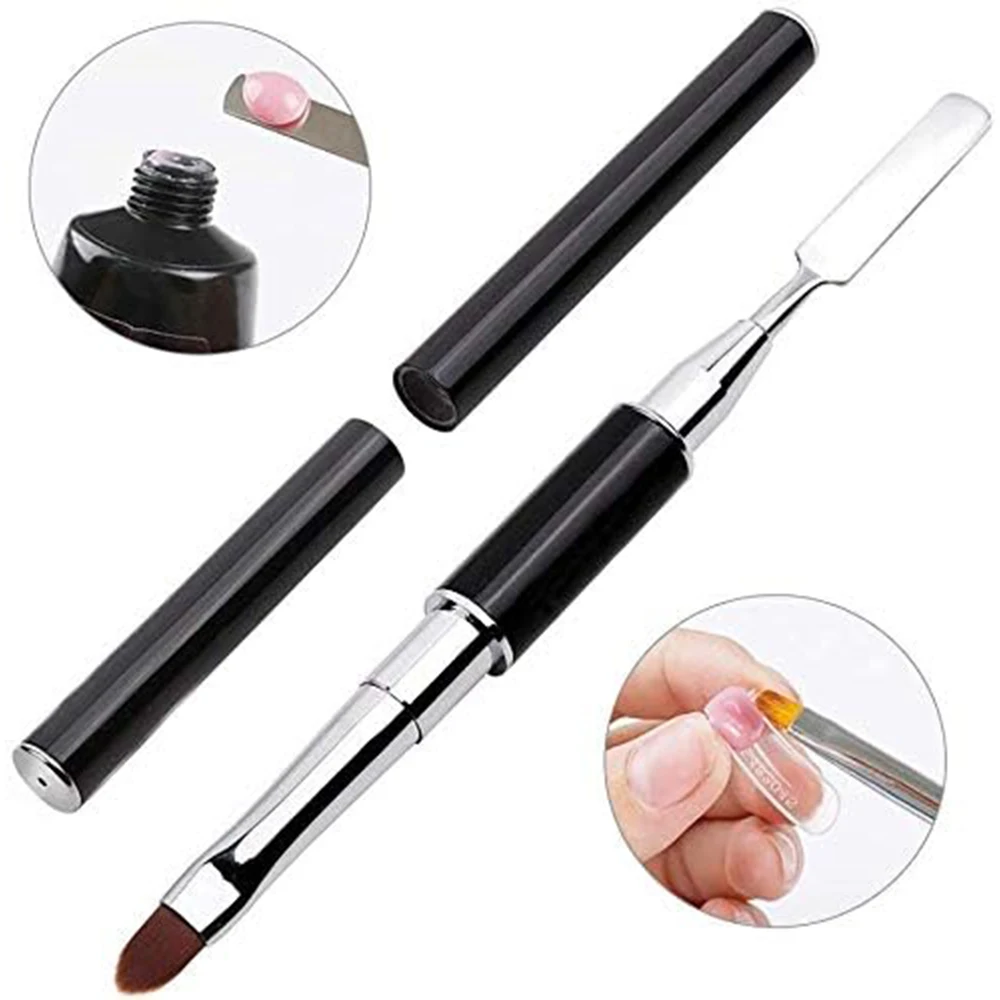 Cepillo y recogedor de gel, cepillo y espátula de diseño 2 en 1, herramienta de cepillo de uñas de gel para gel de extensión de uñas acrílicas