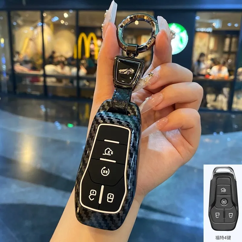 

Car ABS Silicone Key Case Holder Cover Buckle For Ford Fusion Mondeo Mustang F-150 Explorer Edge Remote Control 4 Buttons Key