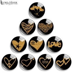 12mm 10mm 20mm 25mm 30mm 40mm 847 Heart Mix Round Glass Cabochon Jewelry Finding 18mm Snap Button Charm Bracelet