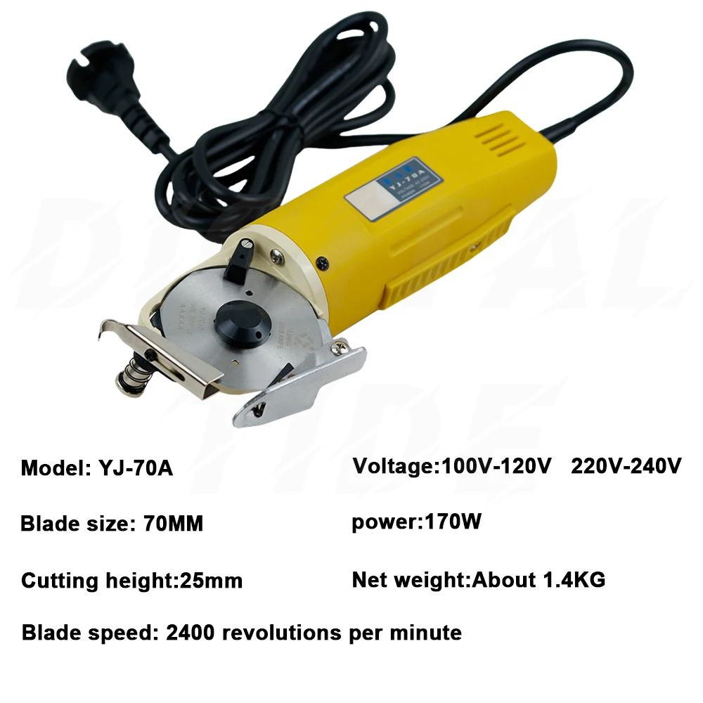 Electric Cloth Cutter Fabric Round Knife Cutting Machine Blade Diameter 70mm for Carpet Floor Mat Leather Cutting Tool