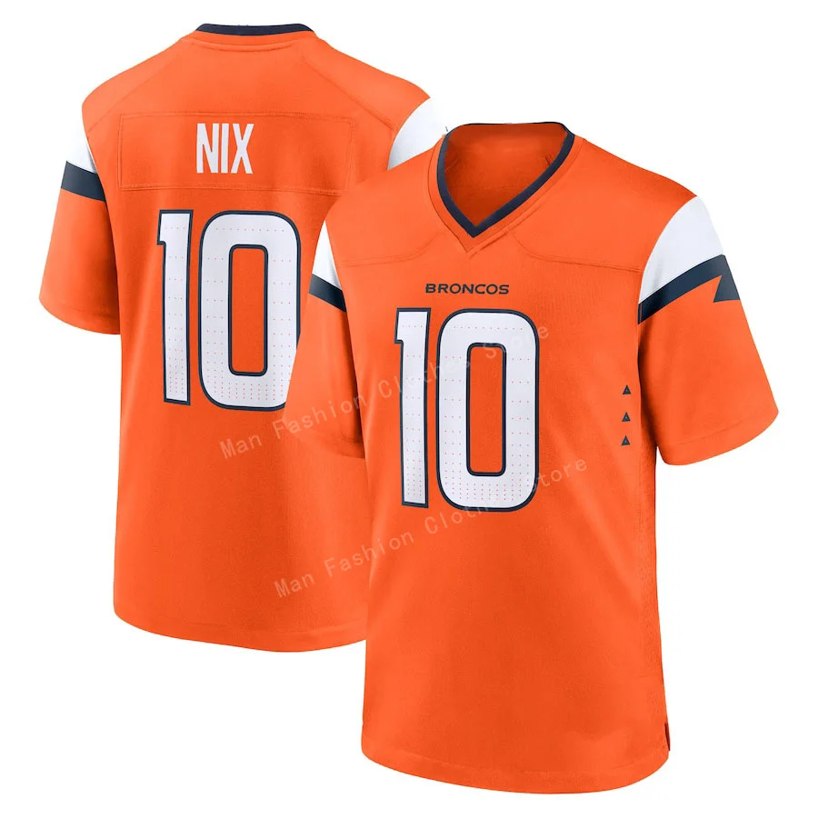 New Arriavl Summer Men Tshirt Rugby Jersey Bo Nix Denver Broncos No.10 Quick Drying Women Men T-Shirt Adult/ KID Jerseys Kit Top