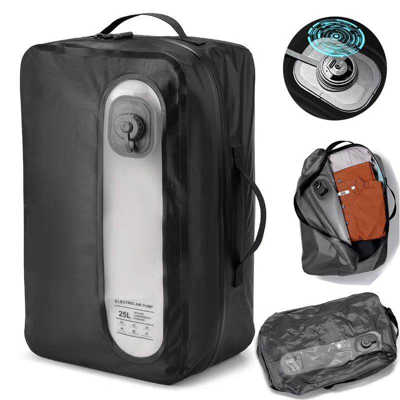 

25L and 45L Automatic Vacuum Bag for Travel Luggage with Pump, Reusable Space Saver Waterproof Compression Bags for Suitcase