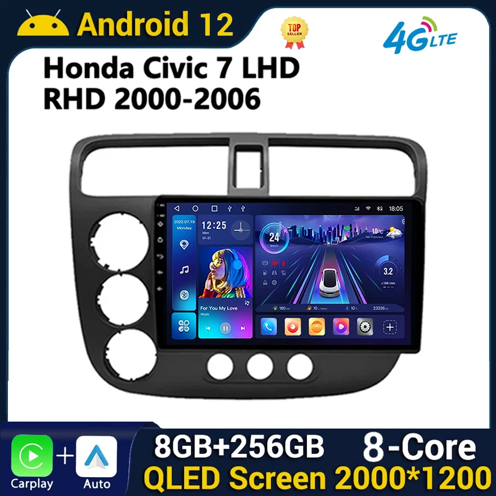 

Android Car Radio Navigation For Honda Civic 7 LHD RHD 2000 - 2006 GPS Auto Stereo 5G Wifi Video Bluetooth No 2din DVD Carplay