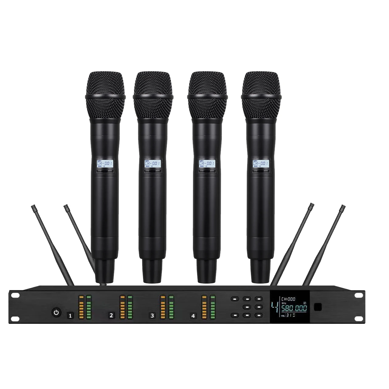 Stage Singing 400 Channel UHF Wireless Microphone System AD4Q 4 Beta58 KSM9 Digital Super Cardioid Handheld Lapel Mics