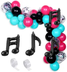 Music Top Balloon Arch Kit, Musical Note Foil Balloon, 80S, 90S, Dance Disco, Hip Hop, Birthday Party Decoration, Hot Pink, Tik