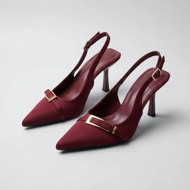 Luxury Metallic Designer Women's Shoes Comfortable Slip-on Stiletto Sandals Spring Outdoor Everyday Shopping Women's High Heels