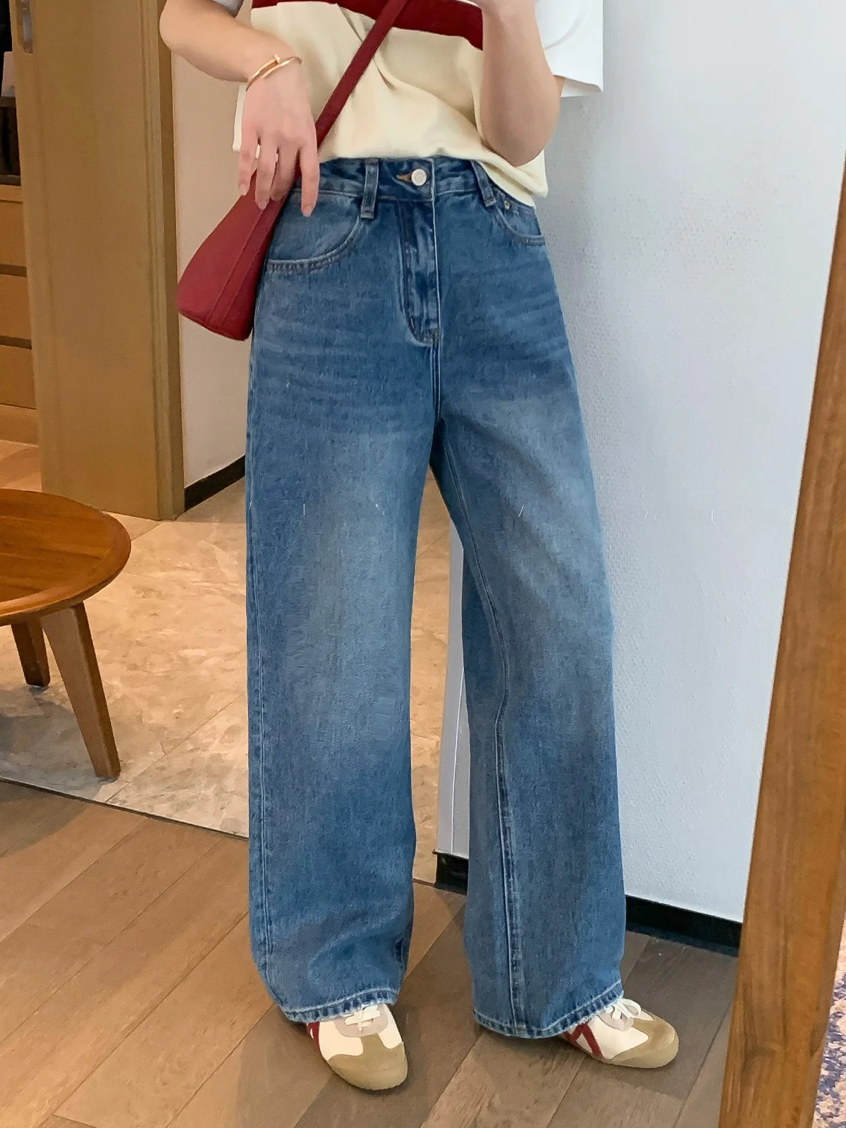 

Love Devil Fi Women's Casual Waed Blue Jeans High Waist Straight Leg Wide Leg Pants Spring 2026 New Sle Comfortable Fit