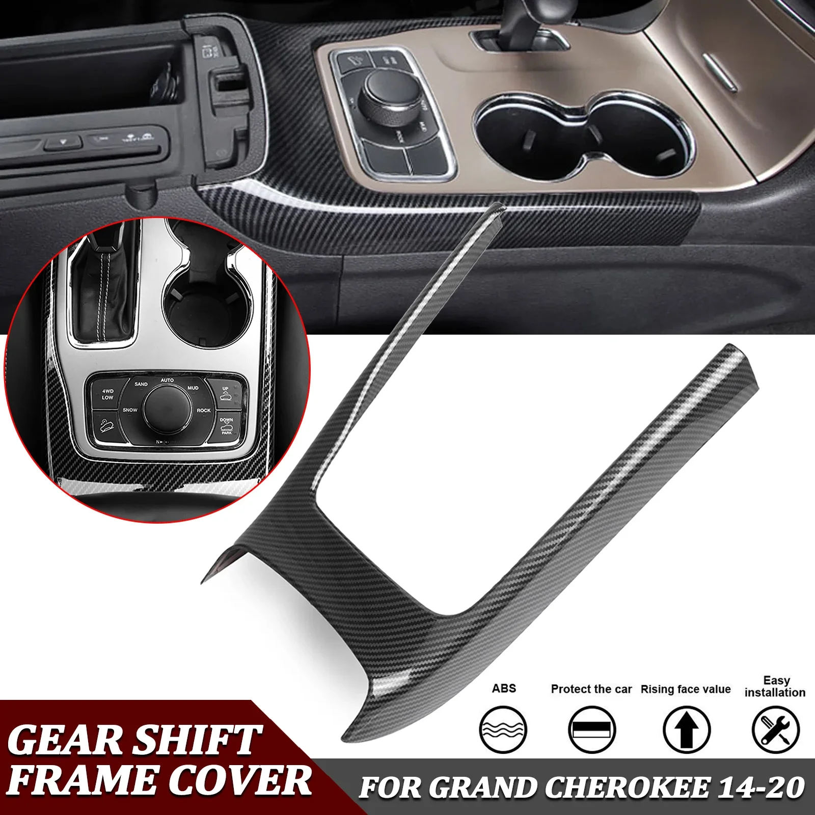 

Carbon Fiber Look Center Control Gear Shift Cover Panel Frame Trim For Jeep Grand Cherokee 2014 2015 2016 2017 2018 2019 2020