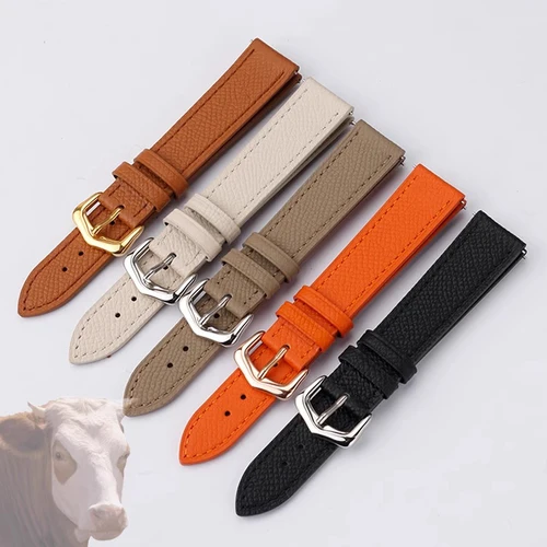 Imagen 2 del producto Correa de reloj de piel de vaca para Cartier Tank SOLO London Clé de 14 16 18 20mm negro marrón blanco gris hombres mujeres correa de reloj de liberación rápida