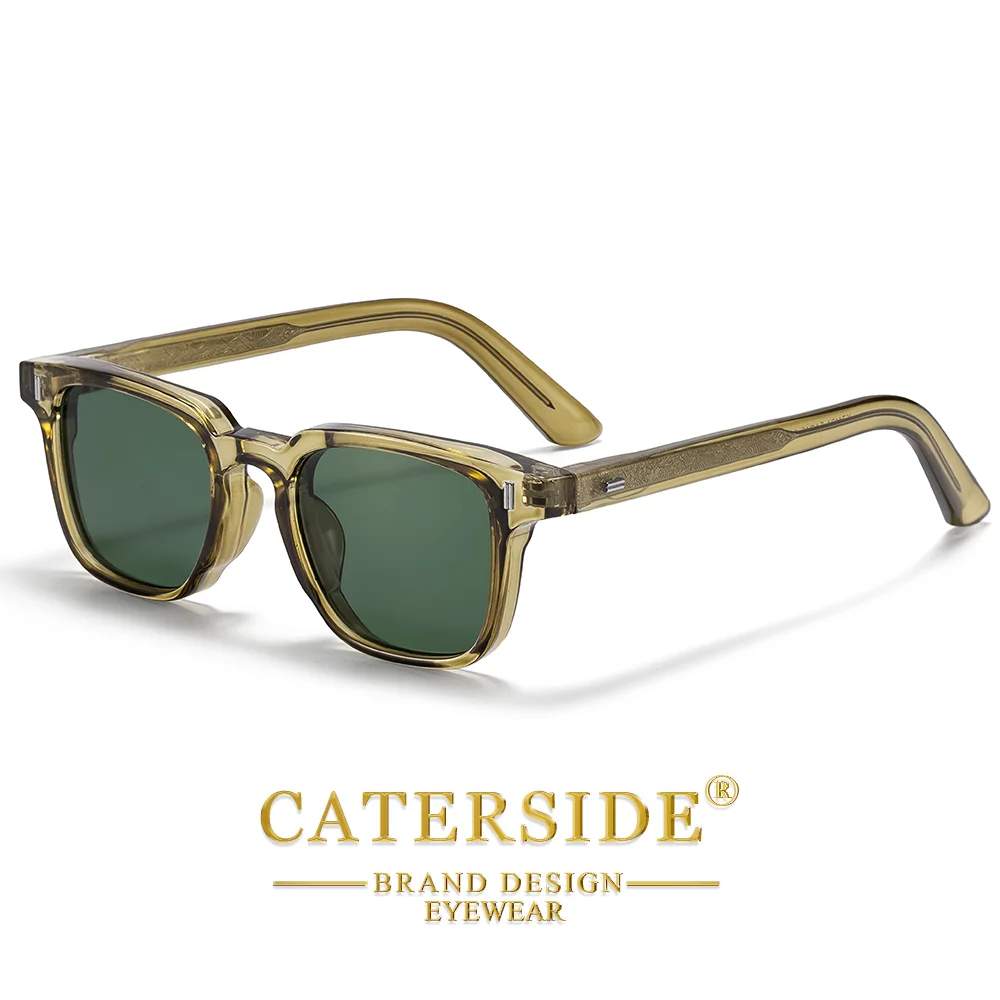 CATERSIDE Men's Classic Retro Propionic Acid Pin Sunglasses Fashion Trend Texture Square Frame Women's Versatile Glasses UV400