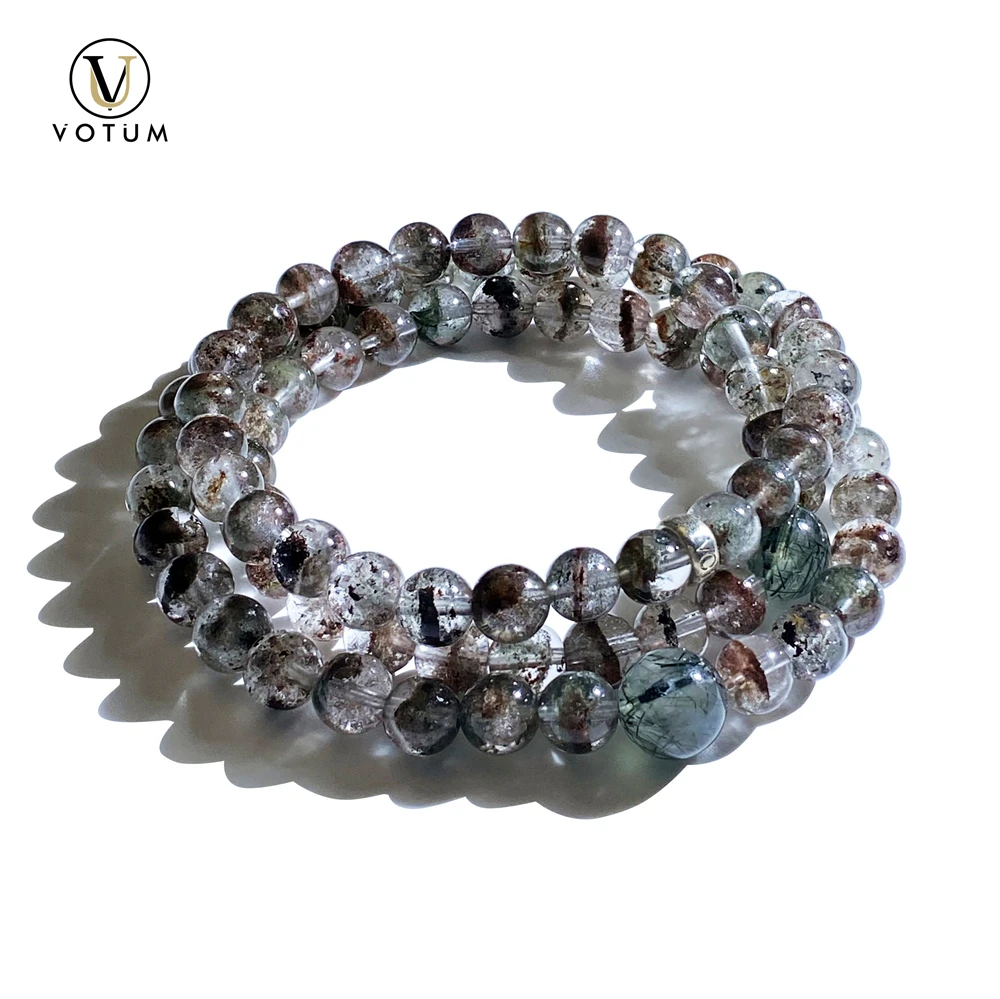 

Votum натуральный зеленый красный фантомный рутилированный кварцевый браслет из бисера для мужчин и женщин хрустальный камень бусины браслеты энергетические ювелирные изделия