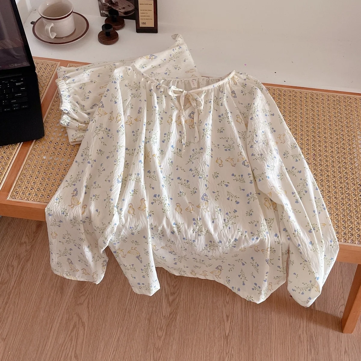 

Floral Print Long Sleeve Sleepwear Set for Women Cloud Cotton Home Clothes Outwear Spring Autumn Duckling Pattern Comfortable...